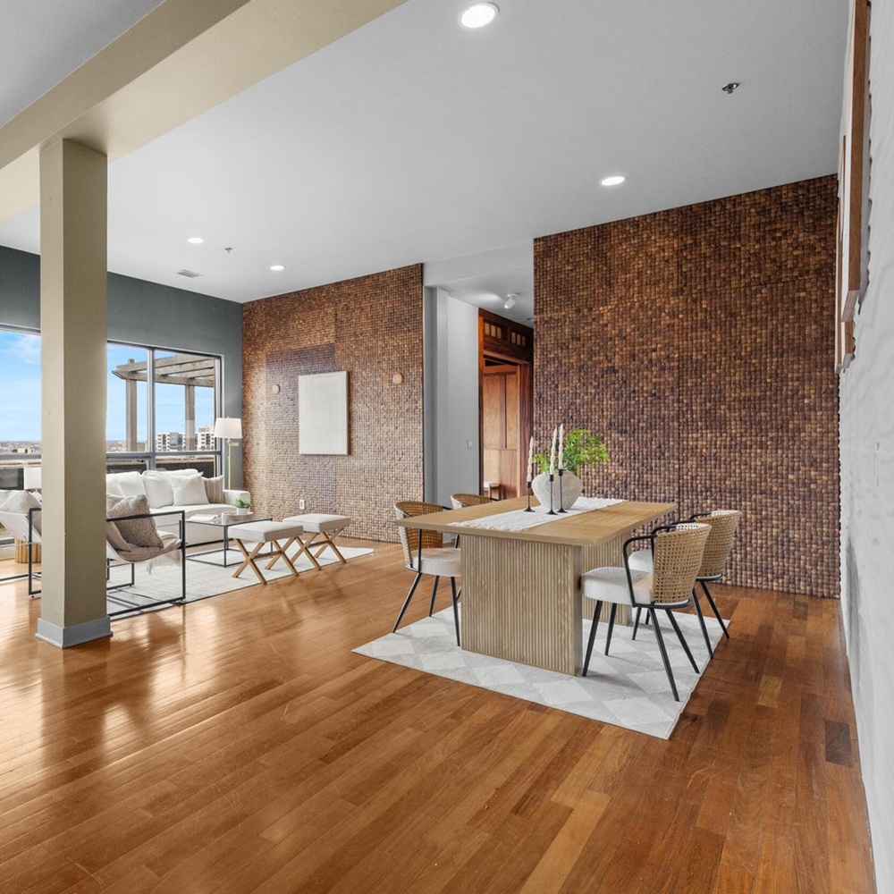 Home staging in South Eastern Wisconsin team styling luxury living room for property showcase