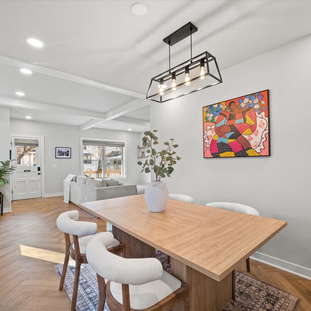 Vacant home furnished with stylish living room setup before real estate listing in wisconsin