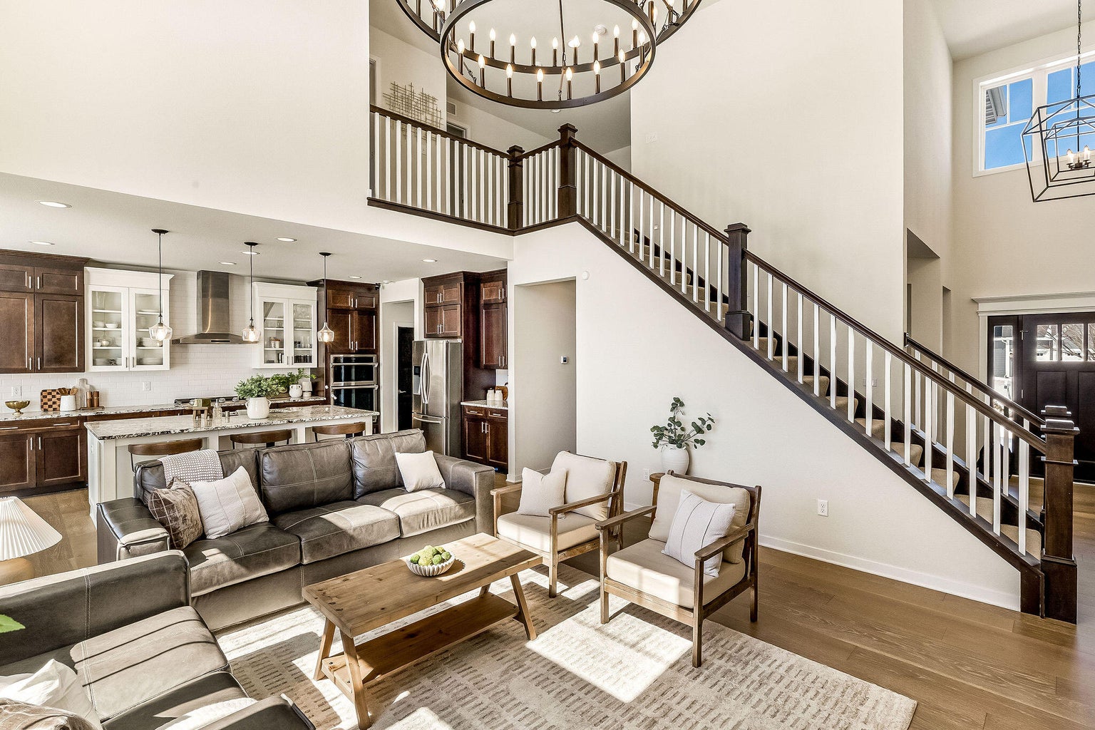 Bright and polished living room styled for Home Staging in Brookfield, WI