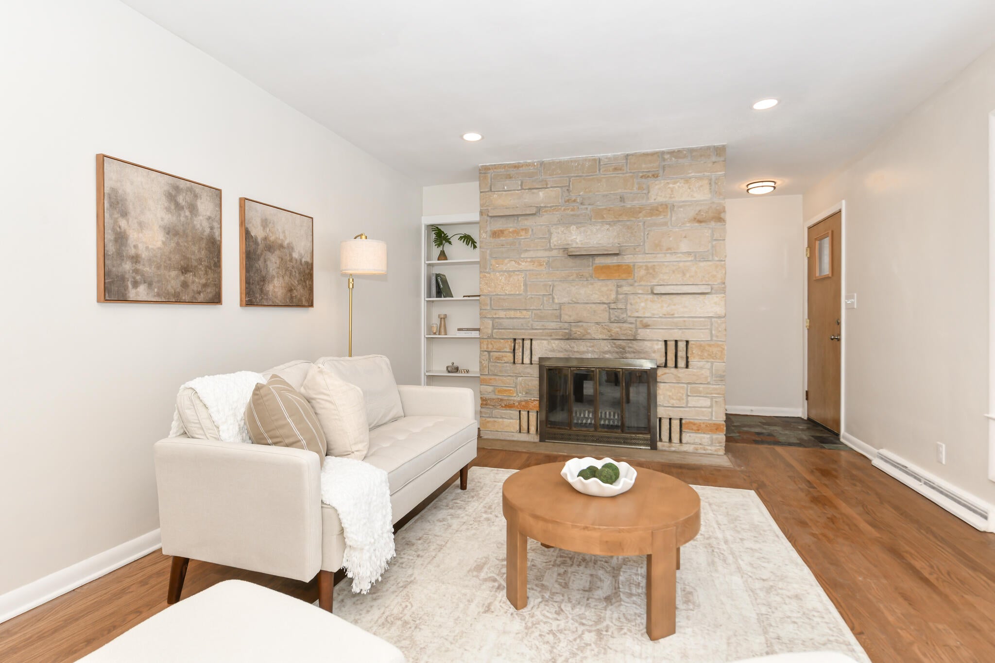 Bright and polished living room styled for Home Staging in Elm Grove, WI