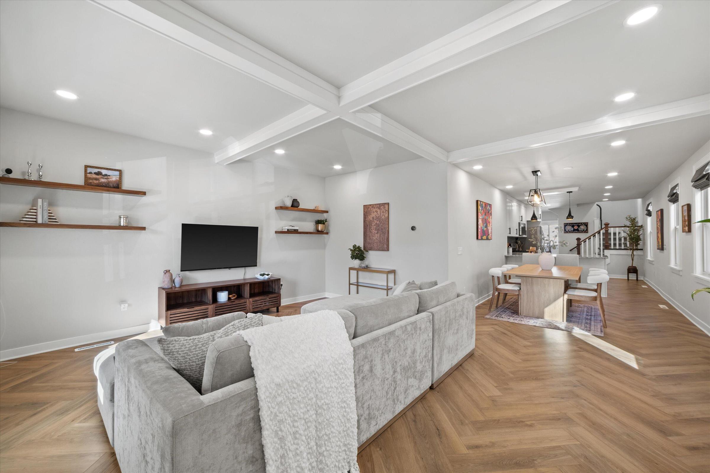 Bright and polished living room styled for Home Staging in Menomonee Falls, WI